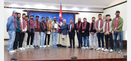 नेपाल प्रिमियर लिग उपाधि विजेता जनकपुर बोल्ट्सलाई प्रधानमन्त्रीको सम्मान