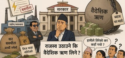राजस्व संकलन कमजोर, वैदेशिक ऋणमा निर्भरता बढ्दै : सरकारमाथि गम्भीर प्रश्न राजस्व संकलन कमजोर, वैदेशिक ऋणमा निर्भरता बढ्दै : सरकारमाथि गम्भीर प्रश्न