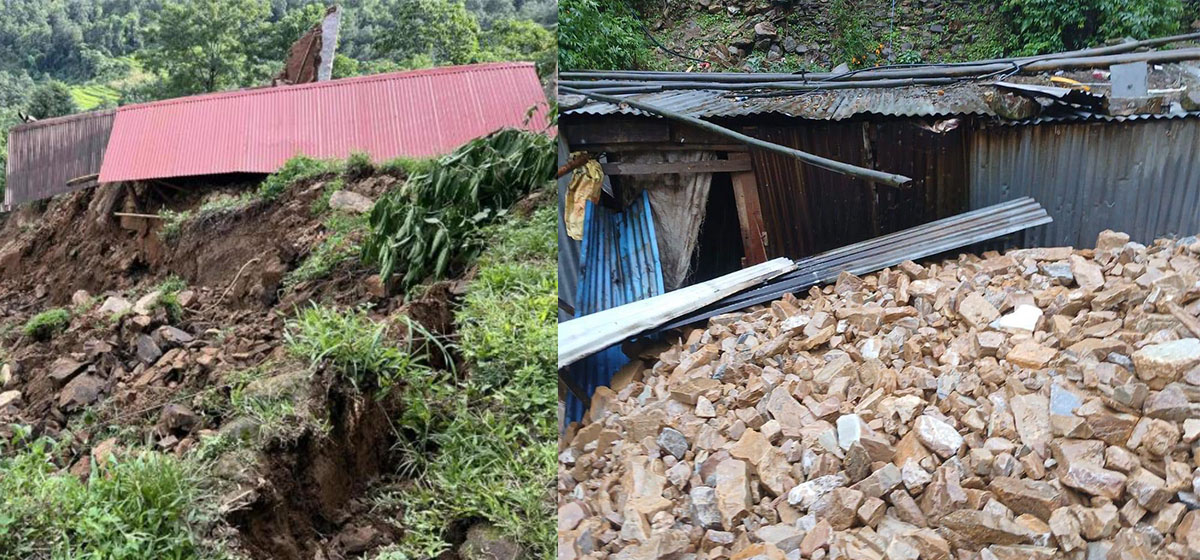 अविरल वर्षाले बेथानचोकमा दुई घर र गोठमा क्षति